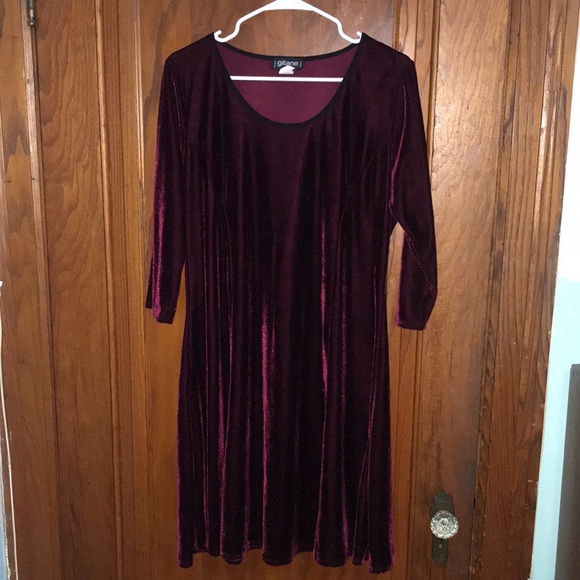 Red plum Velvet Mini Dress Half Sleeve size XXL - Picture 1 of 11
